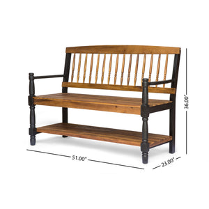 Slatted Bench with Built-In Shelf - view 2