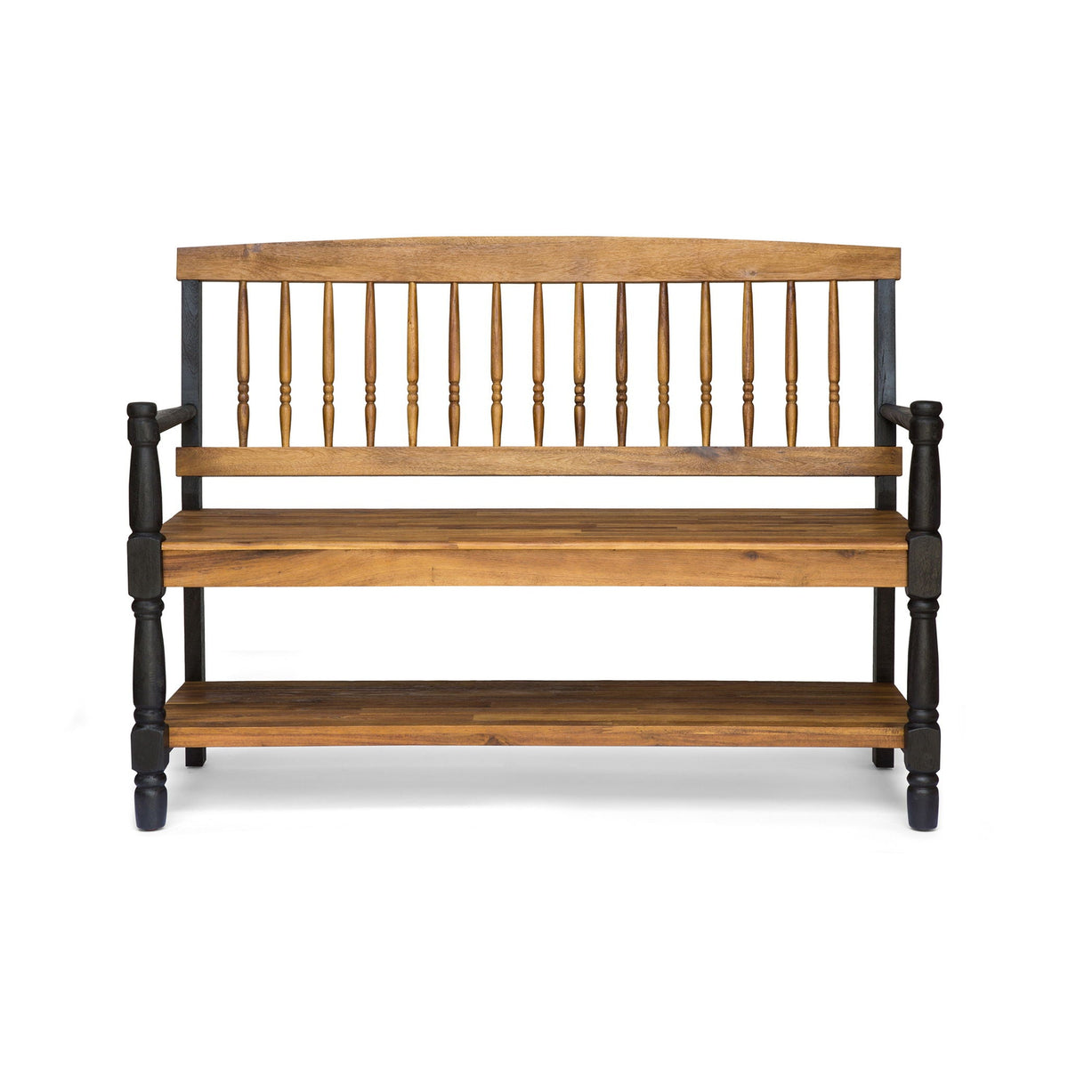 Slatted Bench with Built-In Shelf - view 3