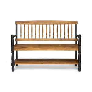 Slatted Bench with Built-In Shelf - view 3