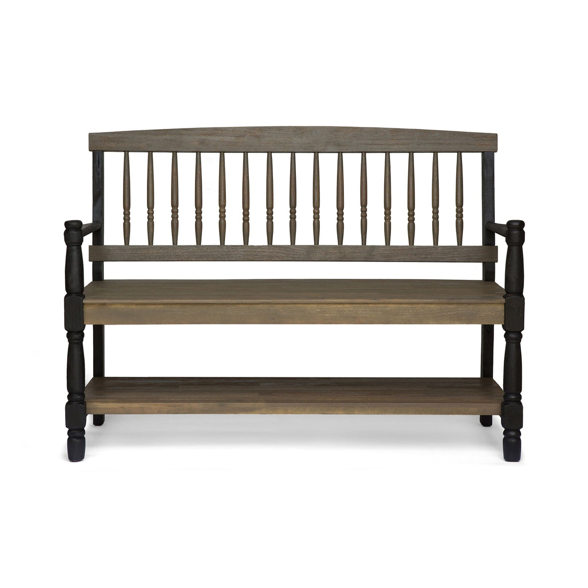 Slatted Bench with Built-In Shelf - view 5