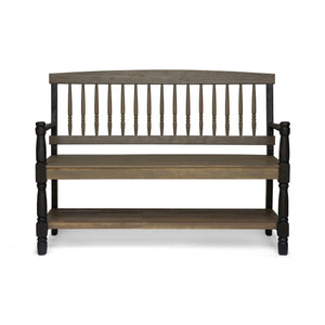 Slatted Bench with Built-In Shelf - view 5