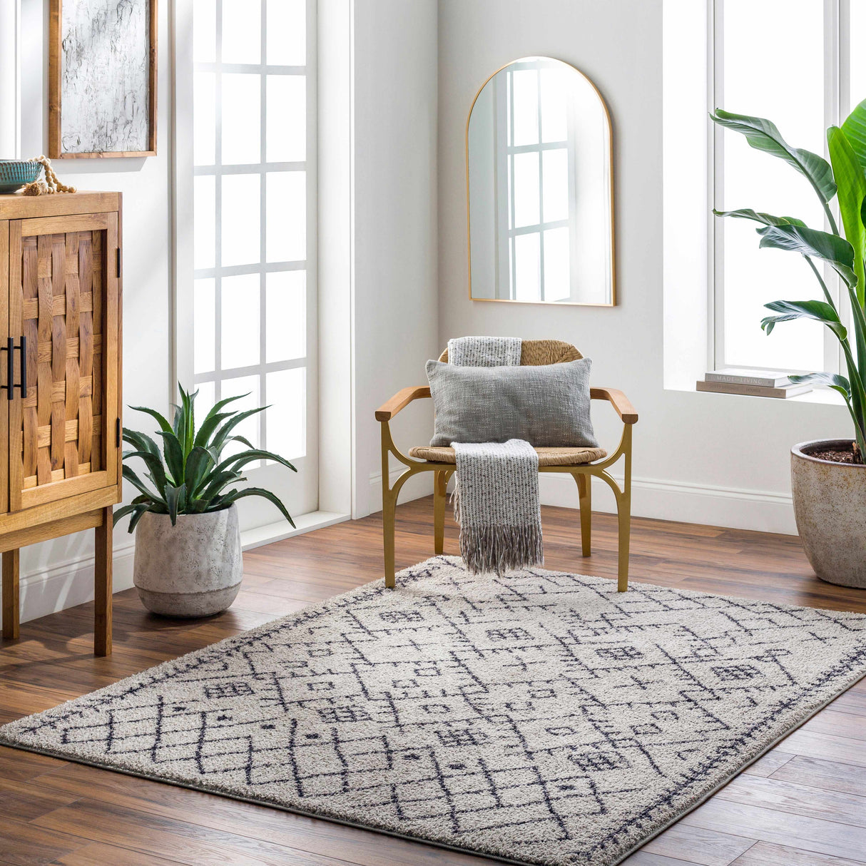 Elyes Gray Washable Area Rug - Clearance