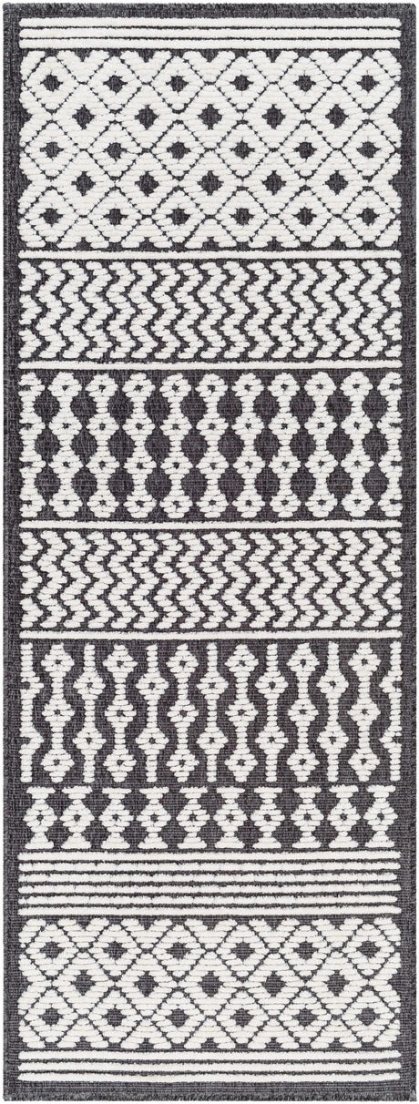 Drago Black Trellis Washable Rug - Clearance