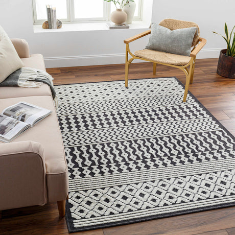 Drago Black Trellis Washable Rug - Clearance