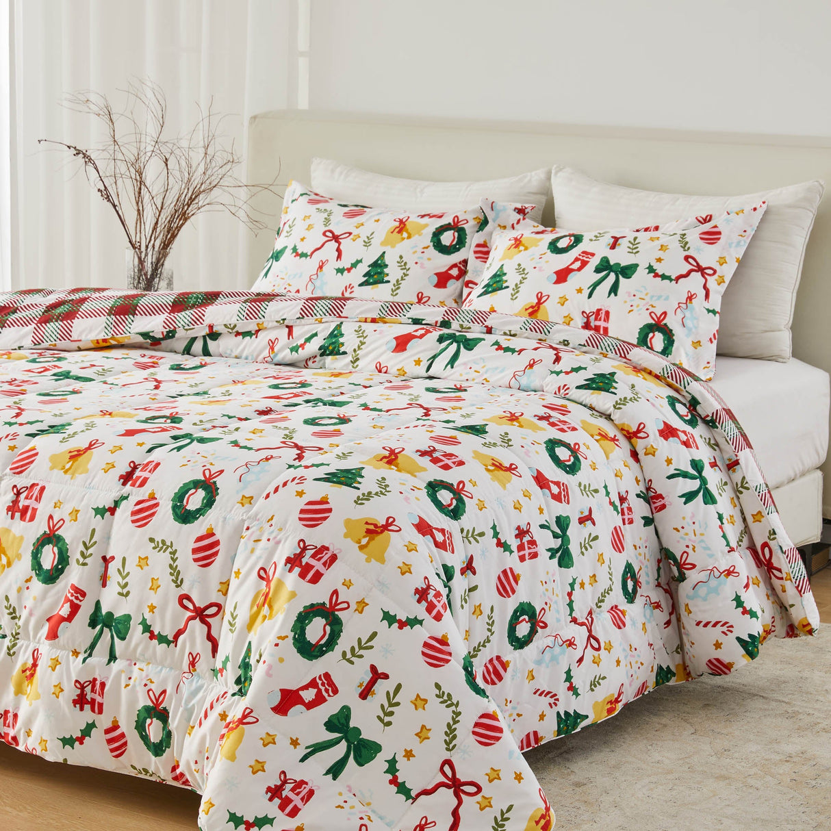 Reversible Christmas Comforter and Sham Set - Holiday Lodge Odette Collection