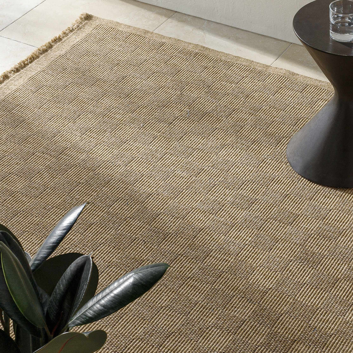 Jurek Beige Checkered Area Rug