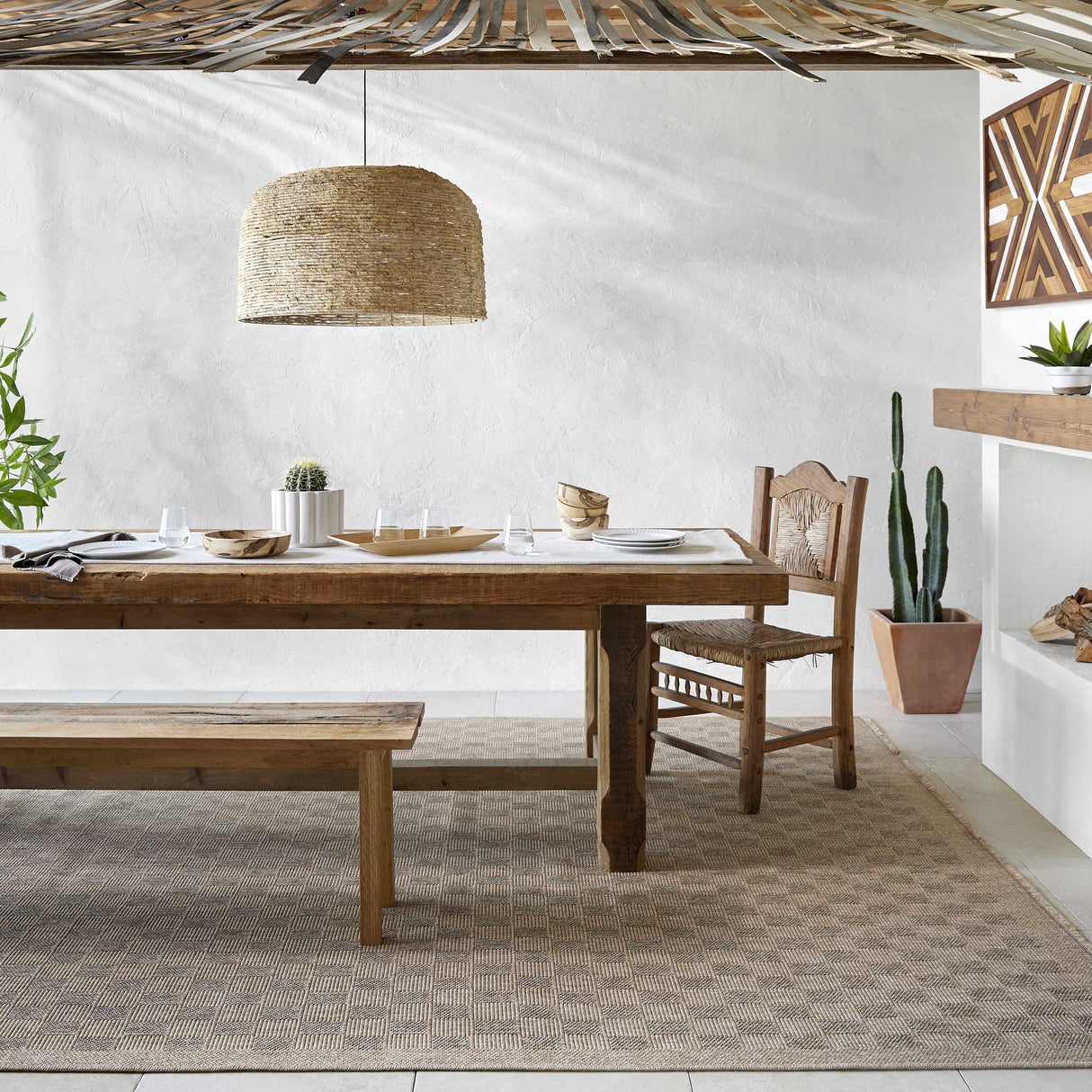 Jurek Beige & Brown Checkered Area Rug