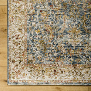 Asabi Blue Textured Rug with Fringes