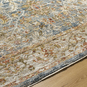 Asabi Blue Textured Rug with Fringes