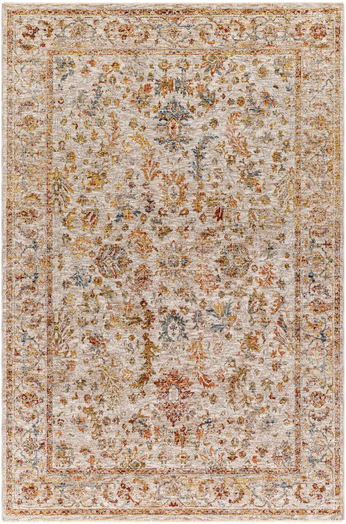 Asabi Beige Textured Rug with Fringes