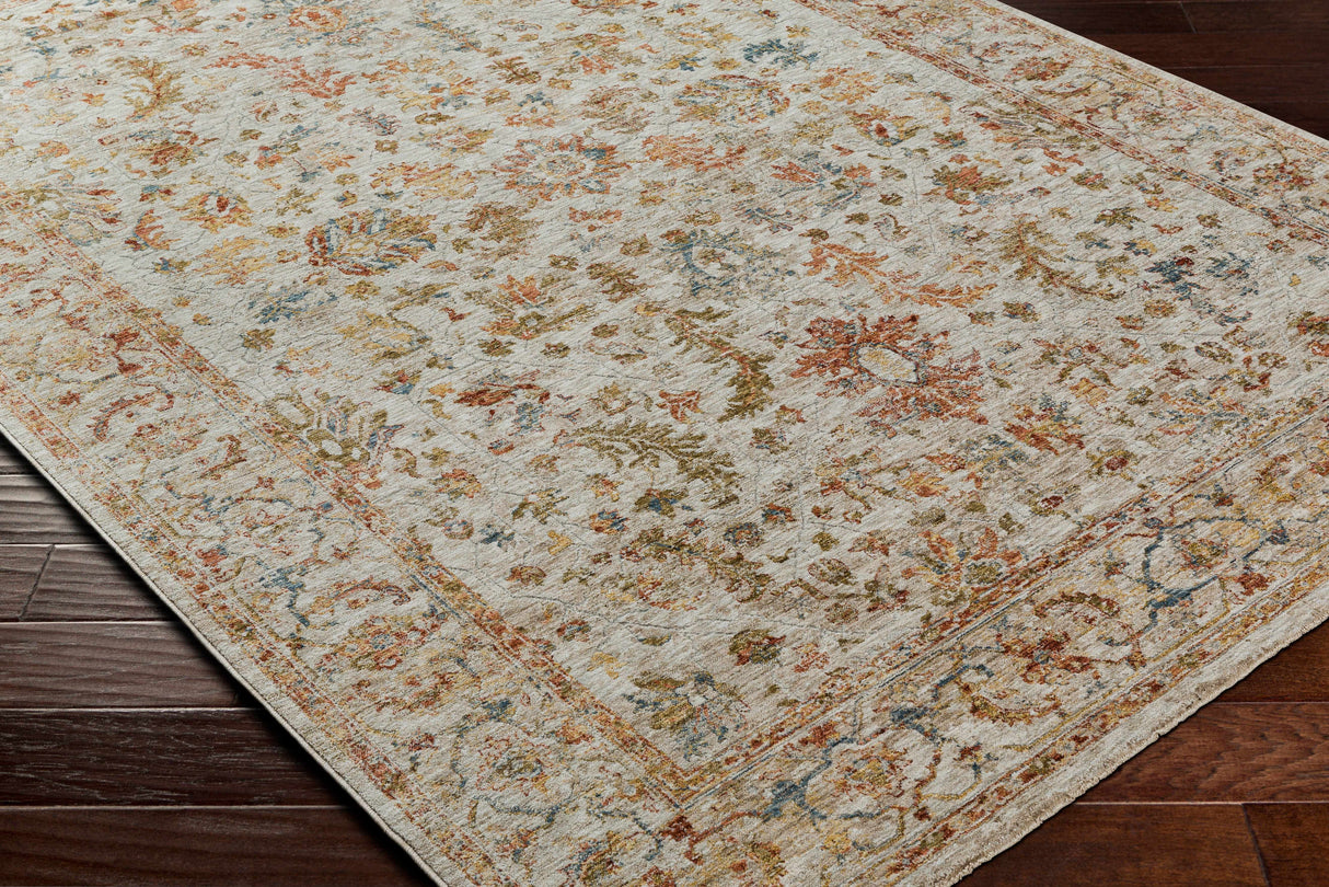 Asabi Beige Textured Rug with Fringes