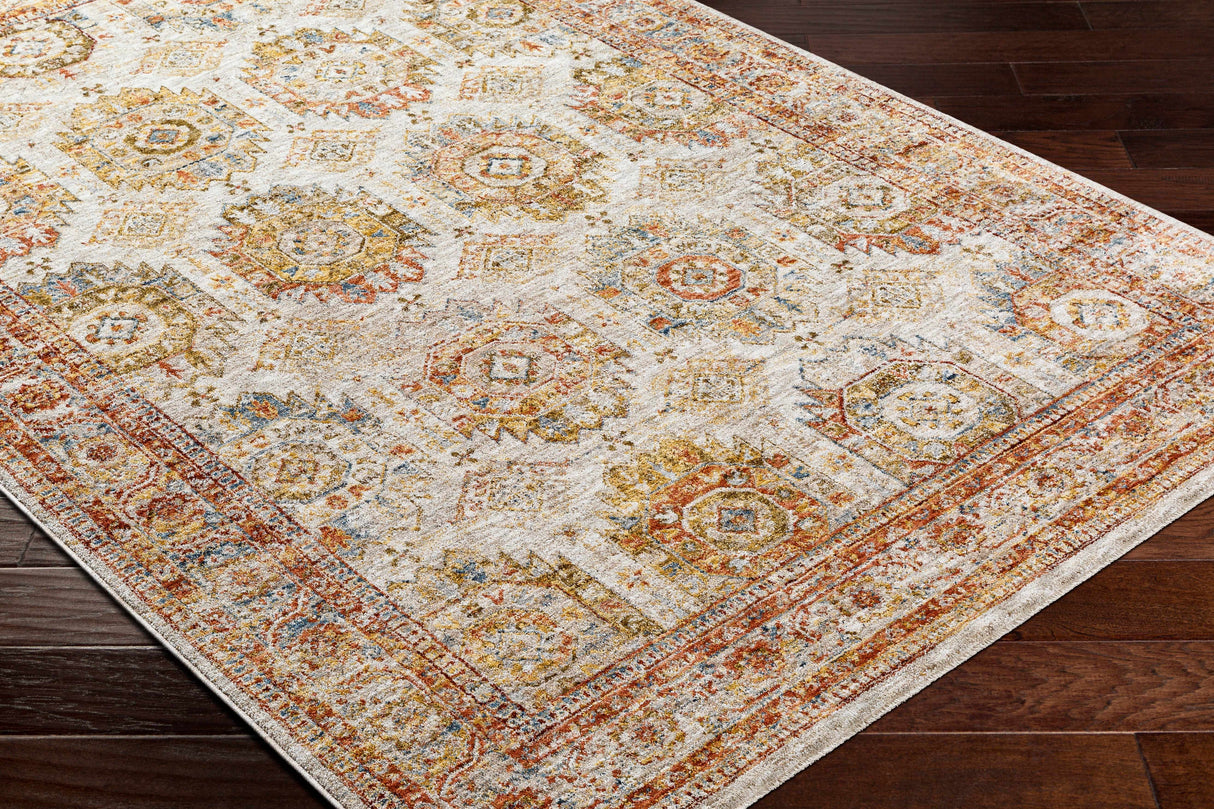 Crescentia Cream Textured Rug with Fringes