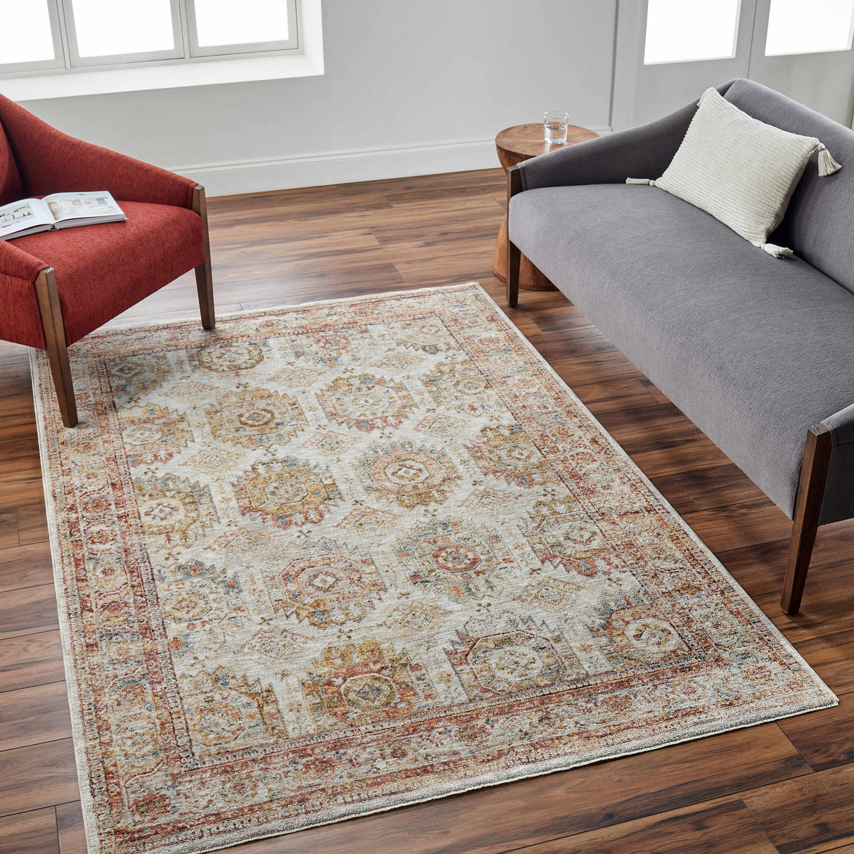 Crescentia Cream Textured Rug with Fringes