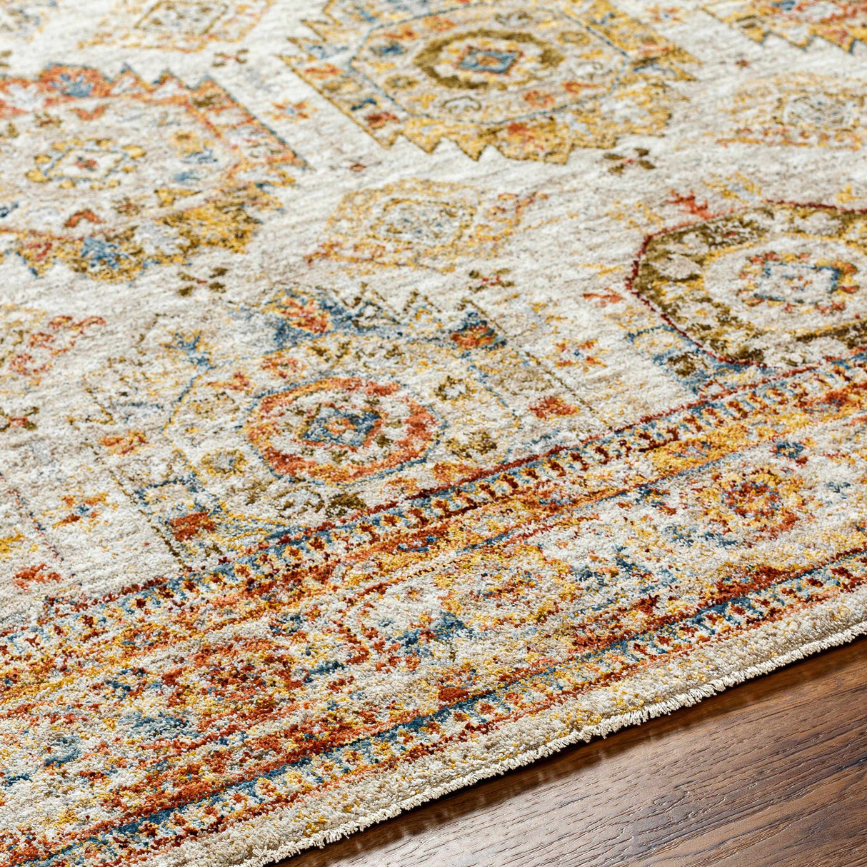 Crescentia Cream Textured Rug with Fringes
