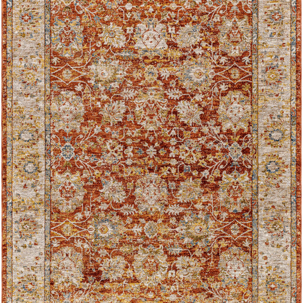 Duong Rust Textured Rug with Fringes
