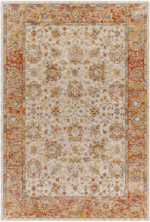 Duong Beige & Rust Textured Rug with Fringes