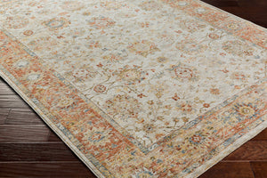Duong Beige & Rust Textured Rug with Fringes
