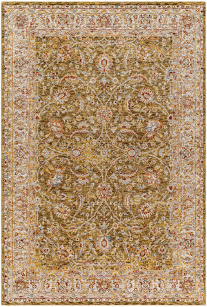 Dyan Green Textured Rug with Fringes