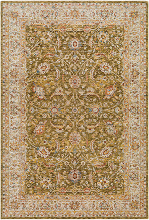 Dyan Green Textured Rug with Fringes