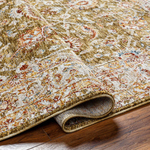 Dyan Green Textured Rug with Fringes
