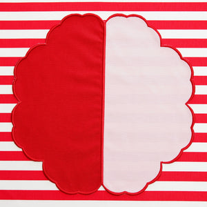 Duality Pink Red Scalloped Fabric Placemat