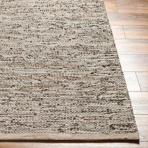 Aneko Khaki Handwoven Leather Rag Carpet - Clearance