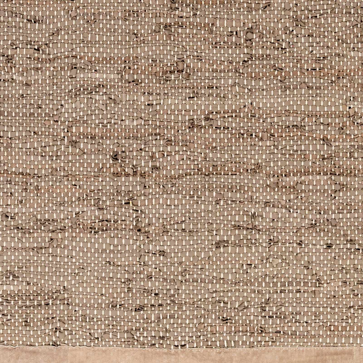 Aneko Khaki Handwoven Leather Rag Carpet - Clearance