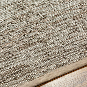 Aneko Khaki Handwoven Leather Rag Carpet - Clearance