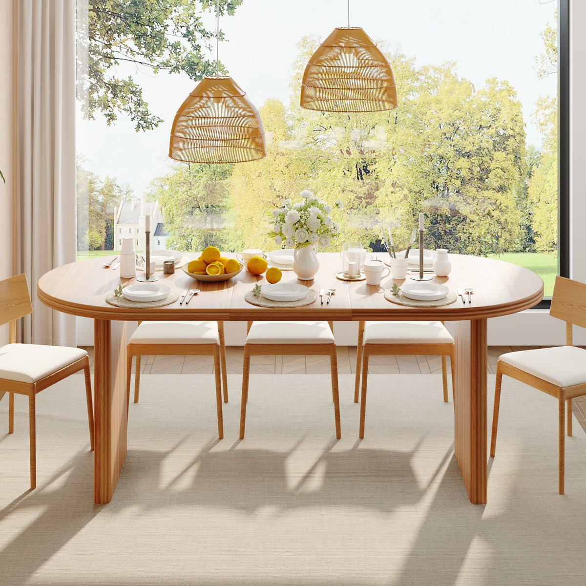 SpriBung Modern Extendable Dining Table with Removable Extension Leaves - view 3