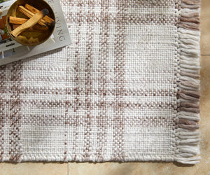Inara Light Brown Plaid Hand Woven Area Rug