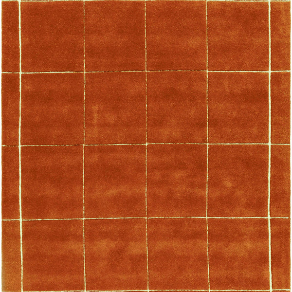 Siarl Burnt Orange Checkered Area Rug