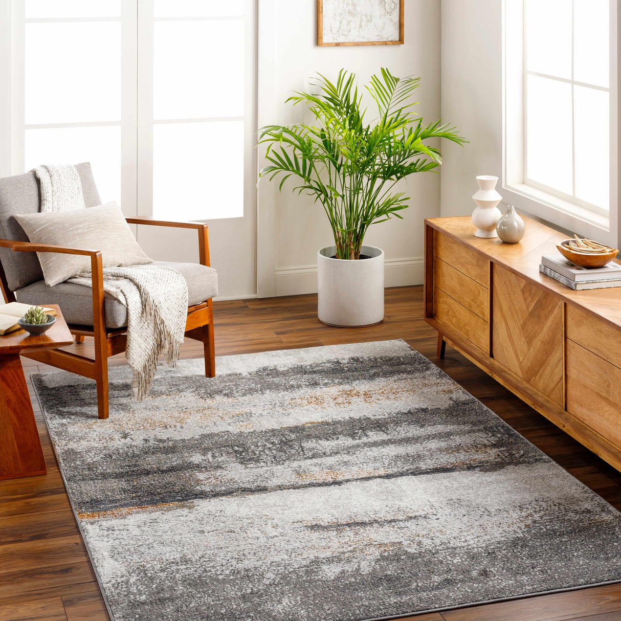 Adam Gray Abstract Area Rug - Clearance