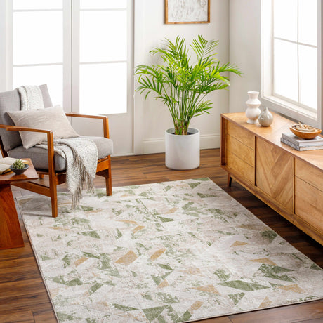 Gonca Green Geometric Area Rug
