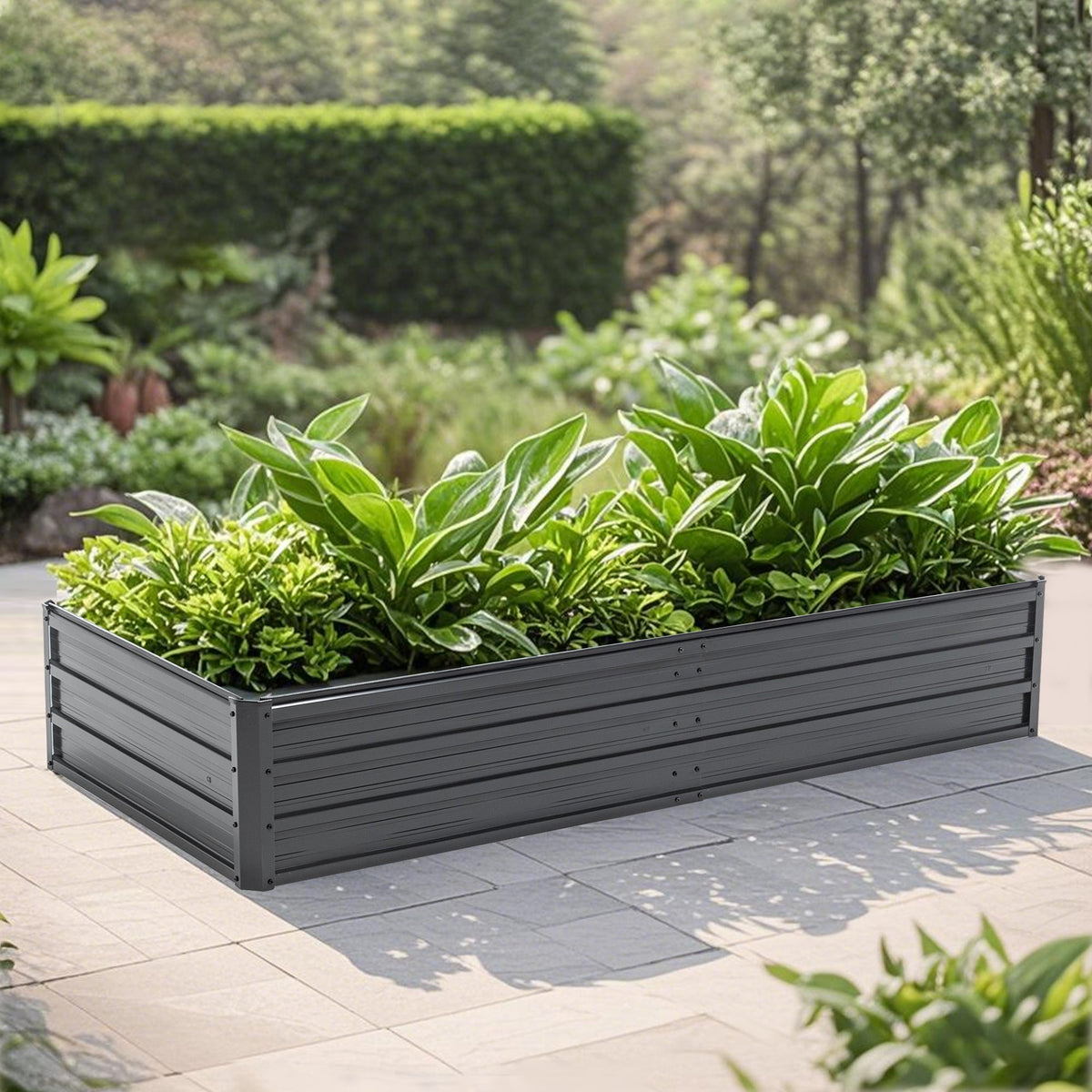 StellaTerra Outdoors 6x3x1 FT Metal Raised Garden Bed with Galvanized Steel