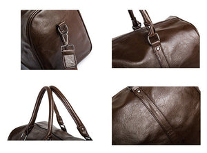 Large PU Leather Travel Duffel Bag Lightweight Carry On Weekender 45cm