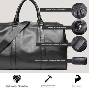 Large PU Leather Travel Duffel Bag Lightweight Carry On Weekender 45cm