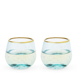 Aqua Bubble Stemless Wine Glass Set