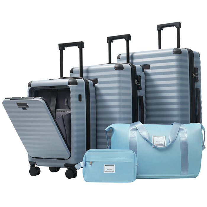 SUM Luggage Deluxe 5-Piece Hard-Side Luggage Set with USB and TSA Locks