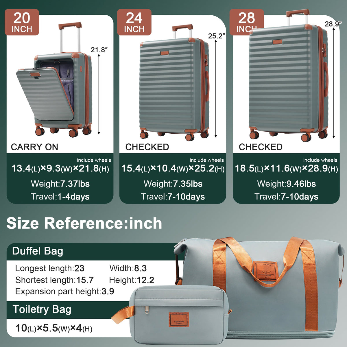 SUM Luggage Deluxe 5-Piece Hard-Side Luggage Set with USB and TSA Locks - view 7