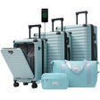SUM Luggage Deluxe 5-Piece Hard-Side Luggage Set with USB and TSA Locks in Light Blue