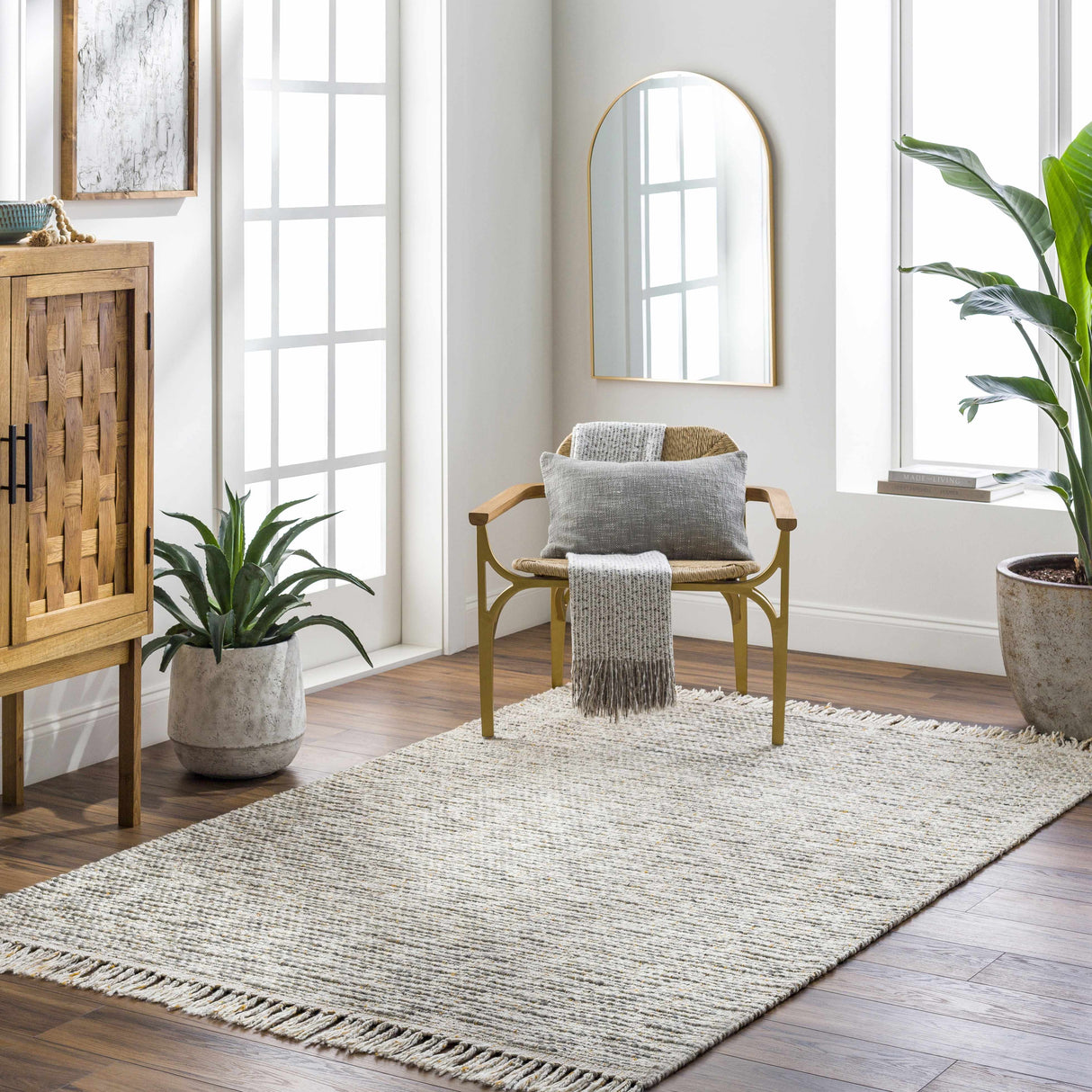 Amiel Beige Hand Woven Area Rug - Clearance