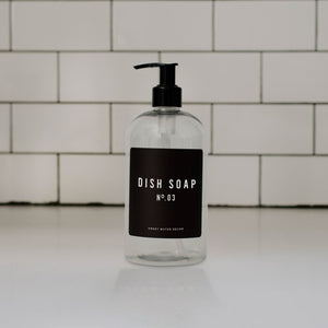 16oz Clear Plastic Dish Soap Dispenser - Black Label | Sweet Water Decor