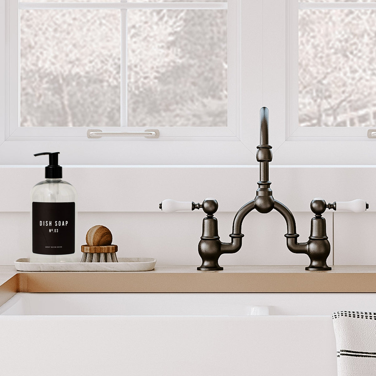 16oz Clear Plastic Dish Soap Dispenser - Black Label | Sweet Water Decor