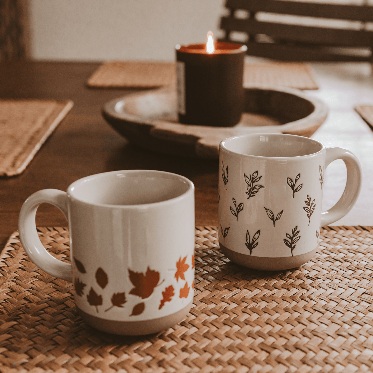 Brown Leaves 14oz. Stoneware Coffee Mug | Sweet Water Decor