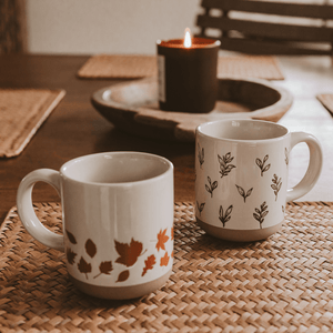 Brown Leaves 14oz. Stoneware Coffee Mug | Sweet Water Decor