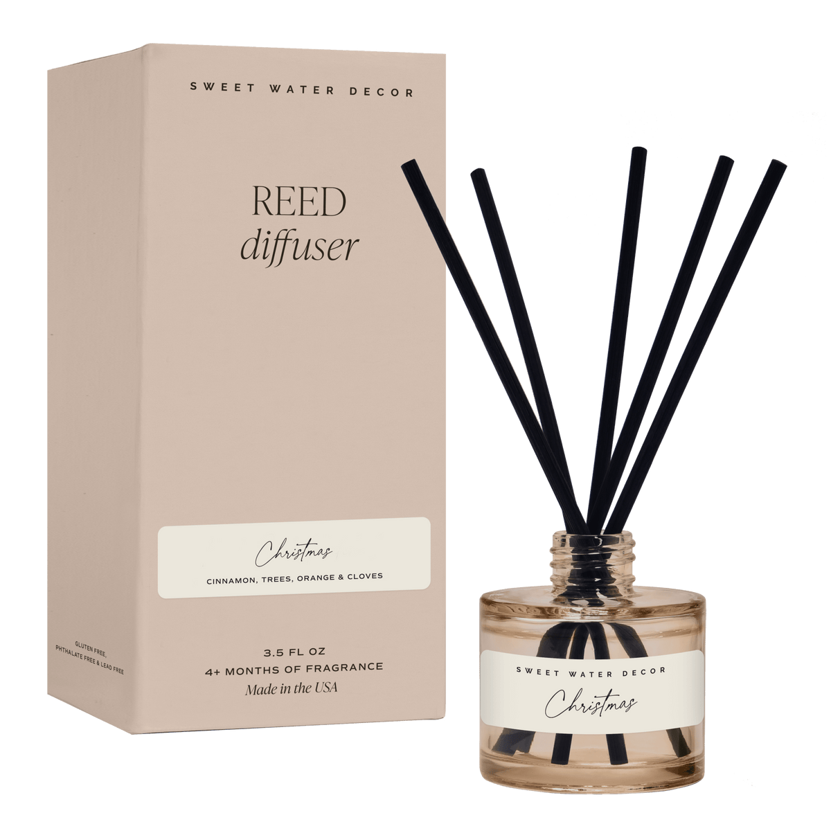 Christmas Tinted Glass Jar Reed Diffuser | Sweet Water Decor