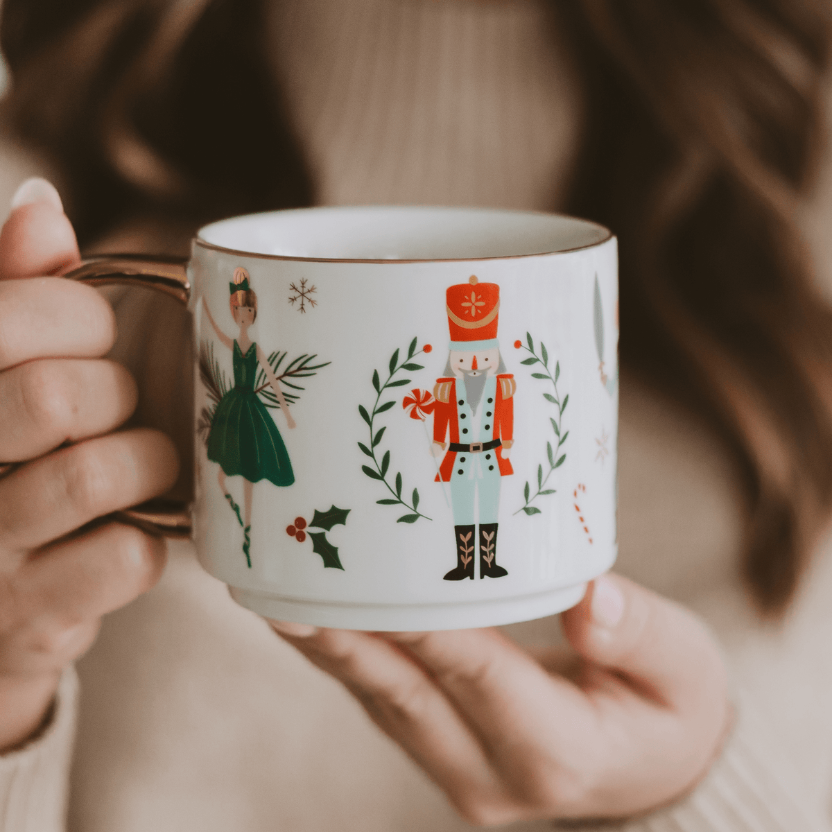 Nutcracker 14oz. Gold Handle Coffee Mug | Sweet Water Decor
