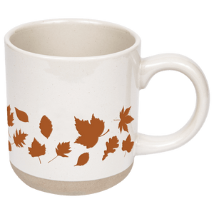 Orange Leaves 14oz. Cream Stoneware Coffee Mug | Sweet Water Decor