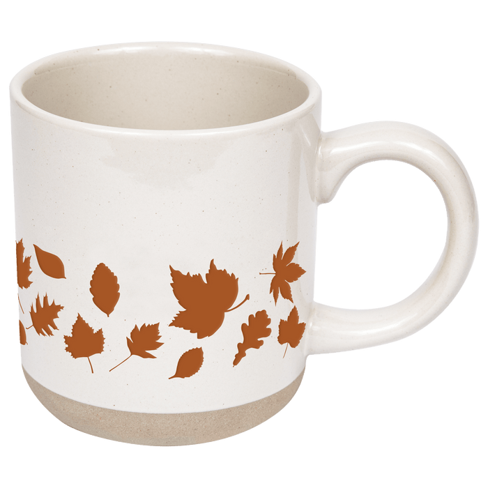 Orange Leaves 14oz. Cream Stoneware Coffee Mug | Sweet Water Decor