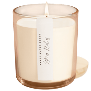 Stress Relief Soy Candle - Tinted Glass Jar - 12 oz | Sweet Water Decor